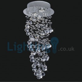 Modern Contemporary Chandelier Flush mount LED Pendant Fixture Crystal Rain Drop Light for High Ceiling Living Room Hotel Hallway Foyer Entry Way Romantic Wedding Building