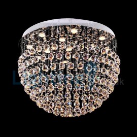 Modern Contemporary Chandelier Flush mount LED Pendant Fixture Crystal Rain Drop Light for High Ceiling Living Room Hotel Hallway Foyer Entry Way Romantic Wedding Building