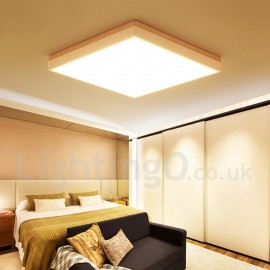 Nordic Rectangular Ultra-thin Solid Wood LED Ceiling Lamp