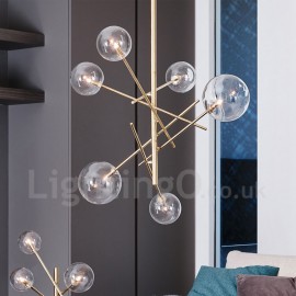 Nordic Living Room Lamp Chandelier Simple Creative Restaurant Retro Iron Glass Ball Magic Bean Chandelier