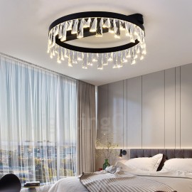 Modern Minimalist Creative Circular Ceiling Crystal Light Study Room Living Room Bedroom Dinning Room