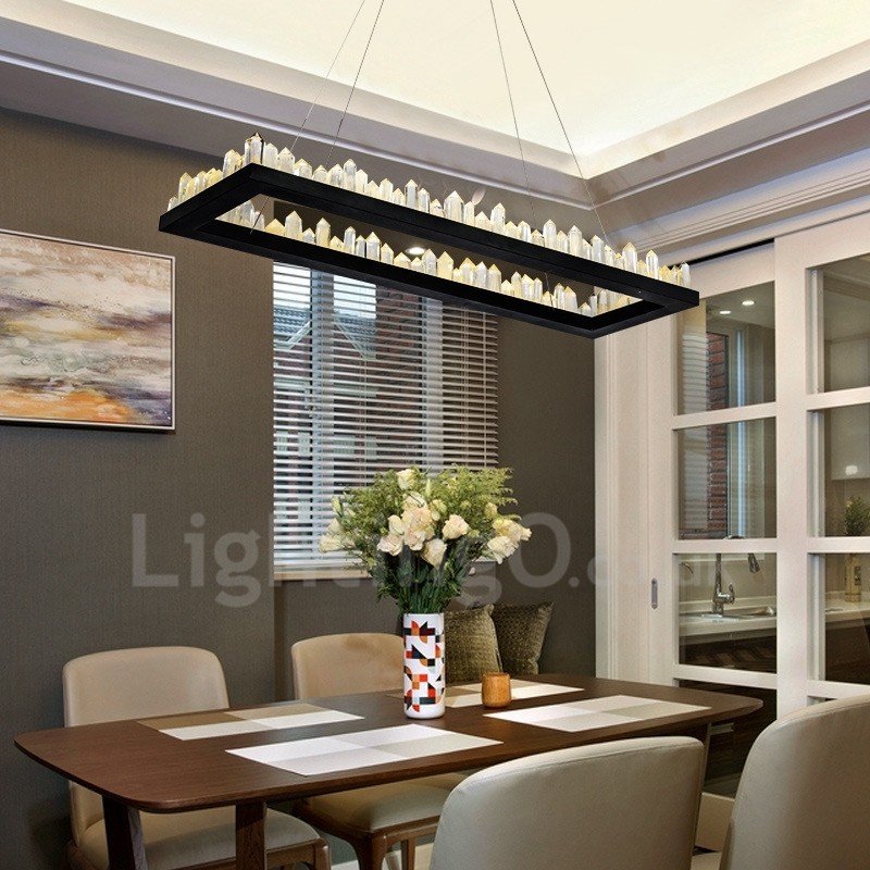Newest Design Rectangle Crystal Pendant, Dining Room Pendant Light Uk