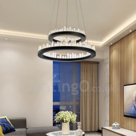 Modern Fashion Double Circle Crystal Pendant Lights Bar Living Room Dining Room Bedroom