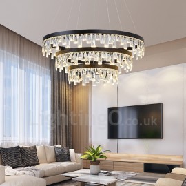 Modern Circle Design Crystal Pendant Lights Living Room Bedroom Dining Room