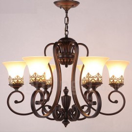 6 Light Rustic/Lodge LED Integrated Living Room,Dining Room,Bed Room Metal Chandeliers
