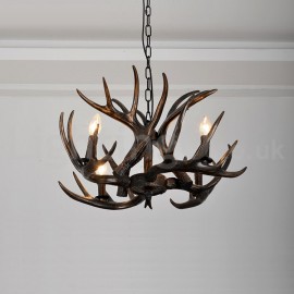 4 Light Rustic Artistic Retro Antler Black Chandelier for Living Room, Dining Room, Bedroom, Shop, Cafes, Bar