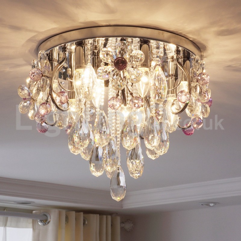 Luxury Round Crystal Flush Mount Ceiling Lights Dining Room Bedroom Hallway Living Room