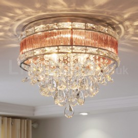 Luxury Round Crystal Flush Mount Ceiling Lights Dining Room Bedroom Hallway Living Room