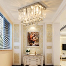 Modern Square Crystal Flush Mount Ceiling Lights Hallway Balcony Aisle Entrance Dining Room Bedroom