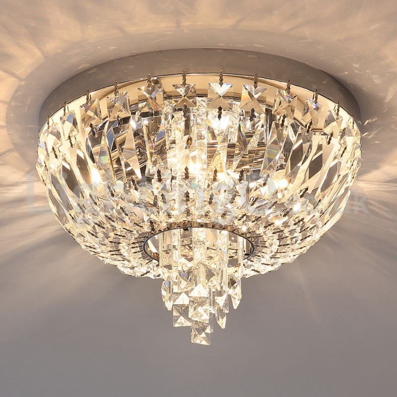 Contemporary Exquisite Round Flush Mount Crystal Ceiling Lights Hallway Balcony Aisle Entrance Dining Room Bedroom Living Lightingo Co Uk - Living Room Flush Ceiling Lights Uk