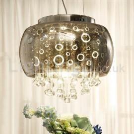 Modern 40CM Round Glass Lamp Shade Crystal Pendant Light Dining Room Living Room Bedroom