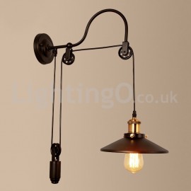 Retro Flush Mounted Wall Lights Aisle Bar Cafe Bedroom Study Loft Pulley Wall Lamp