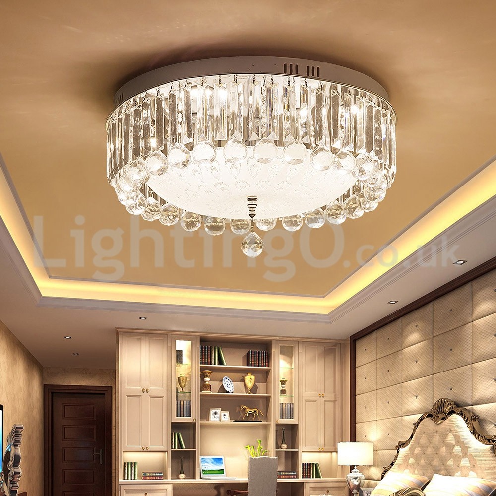 Modern Round Crystal Flush Mount Ceiling Lights Bedroom Dining Room