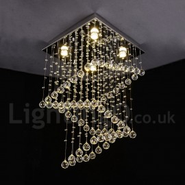 4 Lights Modern LED Crystal Ceiling Pendant Light Indoor Chandeliers Home Hanging Down Lighting Lamps Fixtures