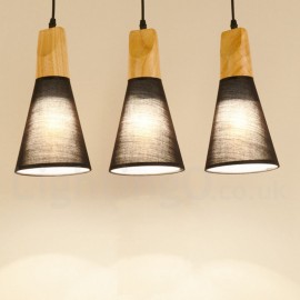 Wood Modern 1 Light / 3 Lights Pendant Lights with Fabric Shade for Dining Room, Living Room, Showroom, Study Room