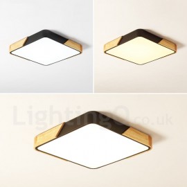 Ultra-thin Multi Colours Square Wood Ceiling Light with Acrylic Shade LED Ceiling Lamp Nordic Style for Living Room, Bedroom, Be