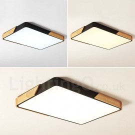 Dimmable Ultra-thin Multi Colours Rectangle Wood Ceiling Light with Acrylic Shade LED Ceiling Lamp Nordic Style for Living Room, Bedroom, Bedroom