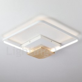 Dimmable White Square Wood Ceiling Light LED Ultrathin Ceiling Lamp Also Can Be Used As Wall Light for Living Room, Bedroom, Din