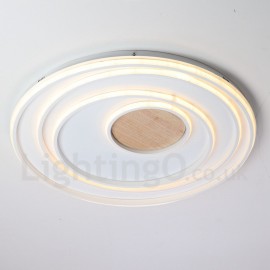 Dimmable White Rings Wood Ceiling Light LED Ultrathin Ceiling Lamp Also Can Be Used As Wall Light for Living Room, Bedroom, Dinn