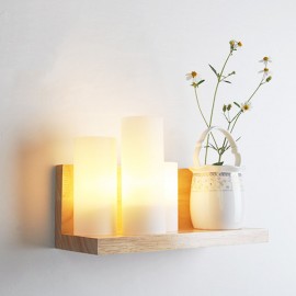 Mini Style Wall Sconces with Glass Shades, 3 Heads Modern/Contemporary E26/E27 Wood/Bamboo Wall Light
