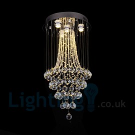 4 Light Modern K9 Crystal Round Flush Mount Ceiling Light Living Room Dining Room Bedroom Corridor Stairway