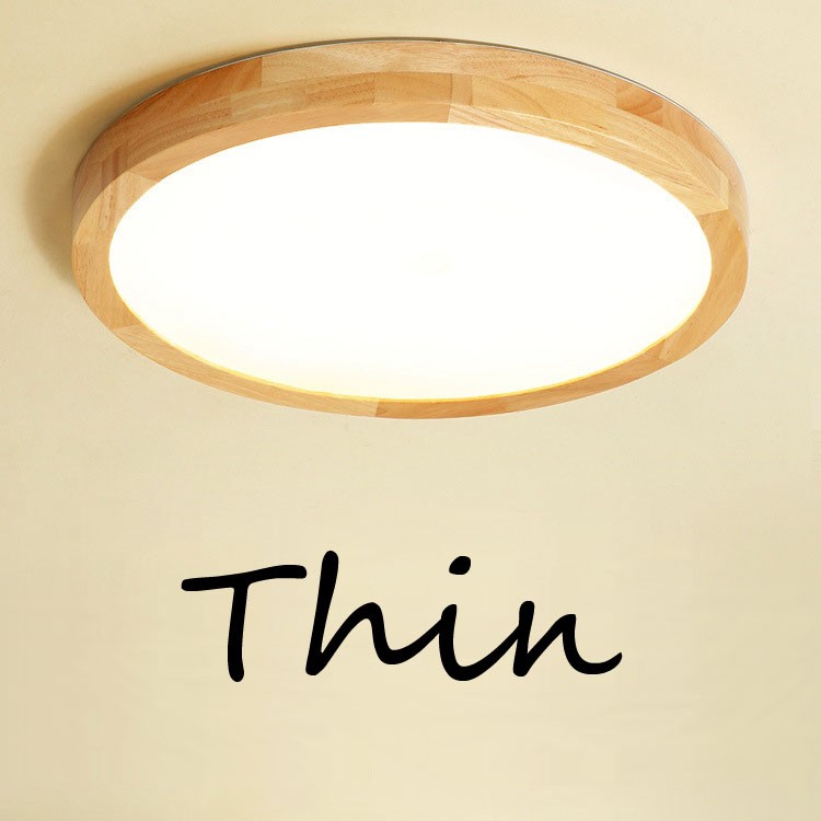 Ultra Thin Round Wood Ceiling Lamp Solid Acrylic Led Nordic Living Room Bedroom Aisle Lights Lightingo Co Uk - Wooden Flush Ceiling Light Uk
