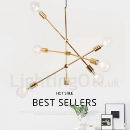 6 Light Copper Chandeliers with Glass Shade for Dining Room Living Room Lamp