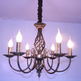 6 Light Rustic Retro Vintage Black White Pendant Candle Chandelier Special for Office, Showroom, Living Room, Dinning Room