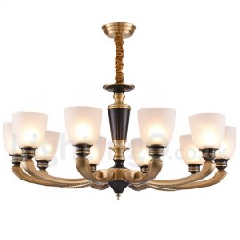 Pure Brass Luxurious Rustic Retro Vintage Brass Pendant Candle Chandelier with Glass Shades Special for Hotel, Office, Showroom,