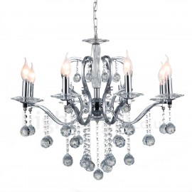 Chrome Elegant Crystal Candle Chandelier for Living Room, Bedroom, Dinning Room