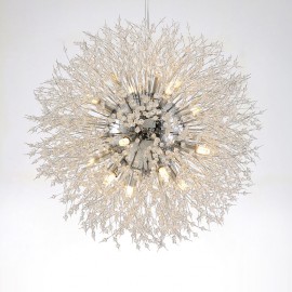 Firework Globe Dandelion Chrome Feature Crystal Metal Chandelier for Living Room Dining Room Study Room/Office