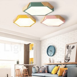 Dimmable Macaron Ultra-thin Multi Colours Wood Ceiling Light with Acrylic Shade LED Ceiling Lamp Nordic Style for Living Room, B