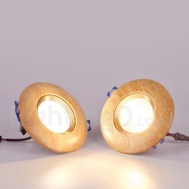 5W / 7W Round Wood Spot Light Solid Wood LED Recessed Downlights for Bedroom, Living Room, Dinning Room