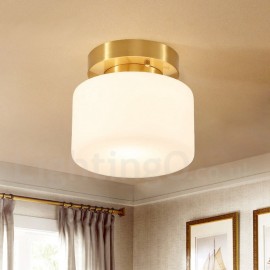 100% Pure Brass Simple Rustic Retro Vintage Flush Mount Ceiling Light with Shade Special for Hotel, Office, Showroom, Living Roo