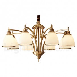 Pure Brass Large Luxurious Rustic Retro Vintage Brass Pendant Chandelier with Glass Shades Special for Hotel, Office, Showroom, Living Room, Dinning Room, Bedroom