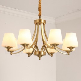 Pure Brass Large Luxurious Rustic Retro Vintage Brass Pendant Chandelier with Glass Shades Special for Hotel, Office, Showroom, 