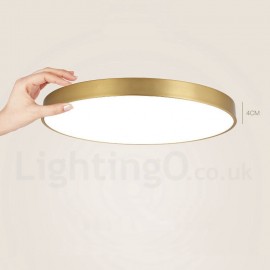 Ultra-Thin 100% Brass Round Dimmable LED Modern / Contemporary Nordic Style Flush Mount Brass Ceiling Lights with Acrylic Shade for Bathroom, Living Room, Study, Kitchen, Bedroom, Dining Room, Bar - Also Can Be Used As Wall Light