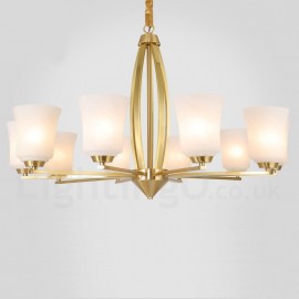 10 Light Pure Brass Large Luxurious Rustic Retro Vintage Brass Pendant Chandelier with Glass Shades Special for Hotel, Office, S