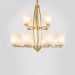 12 Light Pure Brass Large Luxurious Rustic Retro Vintage Brass Pendant Chandelier with Glass Shades Special for Hotel, Office, S