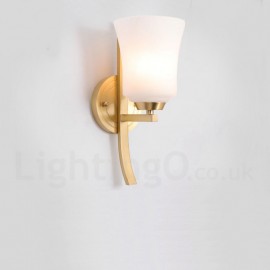 Pure Brass Luxurious Rustic Retro Vintage Brass 1 Light Wall Light with Glass Shade Special for Hotel, Office, Showroom, Living 