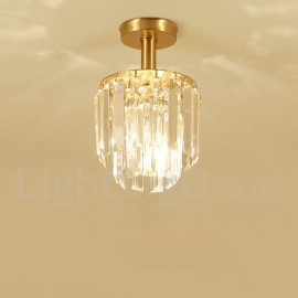 Pure Brass LED Rustic / Lodge Nordic Style Flush Mount Crystal Ceiling Lights for Bathroom, Living Room, Study, Kitchen, Bedroom, Dining Room, Bar, Corridor, Cloakroom, Corridor, Balcony