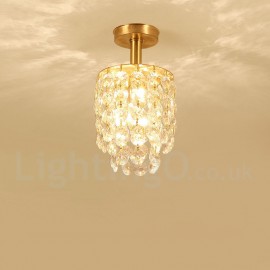 Pure Brass LED Rustic / Lodge Nordic Style Flush Mount Crystal Ceiling Lights for Bathroom, Living Room, Study, Kitchen, Bedroom, Dining Room, Bar, Corridor, Cloakroom, Corridor, Balcony