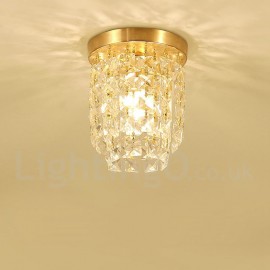 Pure Brass LED Rustic / Lodge Nordic Style Flush Mount Crystal Ceiling Lights for Bathroom, Living Room, Study, Kitchen, Bedroom, Dining Room, Bar, Corridor, Cloakroom, Corridor, Balcony