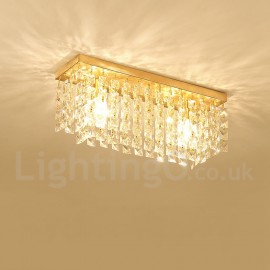 Pure Brass LED Rustic / Lodge Nordic Style Flush Mount Crystal Ceiling Lights for Bathroom, Living Room, Study, Kitchen, Bedroom