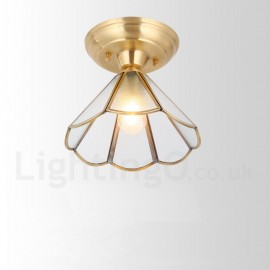 Pure Brass LED Rustic / Lodge Nordic Style Flush Mount Ceiling Light with Glass Shade for Bathroom, Living Room, Study, Kitchen, Bedroom, Dining Room, Bar, Corridor, Cloakroom, Corridor, Balcony