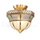 Pure Brass LED Rustic / Lodge Nordic Style Flush Mount Ceiling Light with Glass Shade for Bathroom, Living Room, Study, Kitchen,