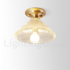 Pure Brass LED Rustic / Lodge Nordic Style Flush Mount Ceiling Light with Glass Shade for Bathroom, Living Room, Study, Kitchen, Bedroom, Dining Room, Bar, Corridor, Cloakroom, Corridor, Balcony