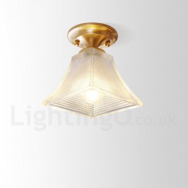 Pure Brass LED Rustic / Lodge Nordic Style Flush Mount Ceiling Light with Glass Shade for Bathroom, Living Room, Study, Kitchen, Bedroom, Dining Room, Bar, Corridor, Cloakroom, Corridor, Balcony