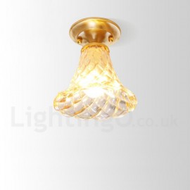 Pure Brass LED Rustic / Lodge Nordic Style Flush Mount Ceiling Light with Glass Shade for Bathroom, Living Room, Study, Kitchen, Bedroom, Dining Room, Bar, Corridor, Cloakroom, Corridor, Balcony