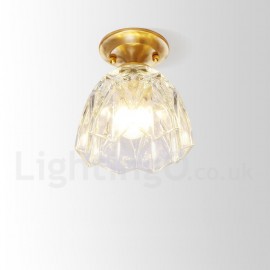 Pure Brass LED Rustic / Lodge Nordic Style Flush Mount Ceiling Light with Glass Shade for Bathroom, Living Room, Study, Kitchen, Bedroom, Dining Room, Bar, Corridor, Cloakroom, Corridor, Balcony